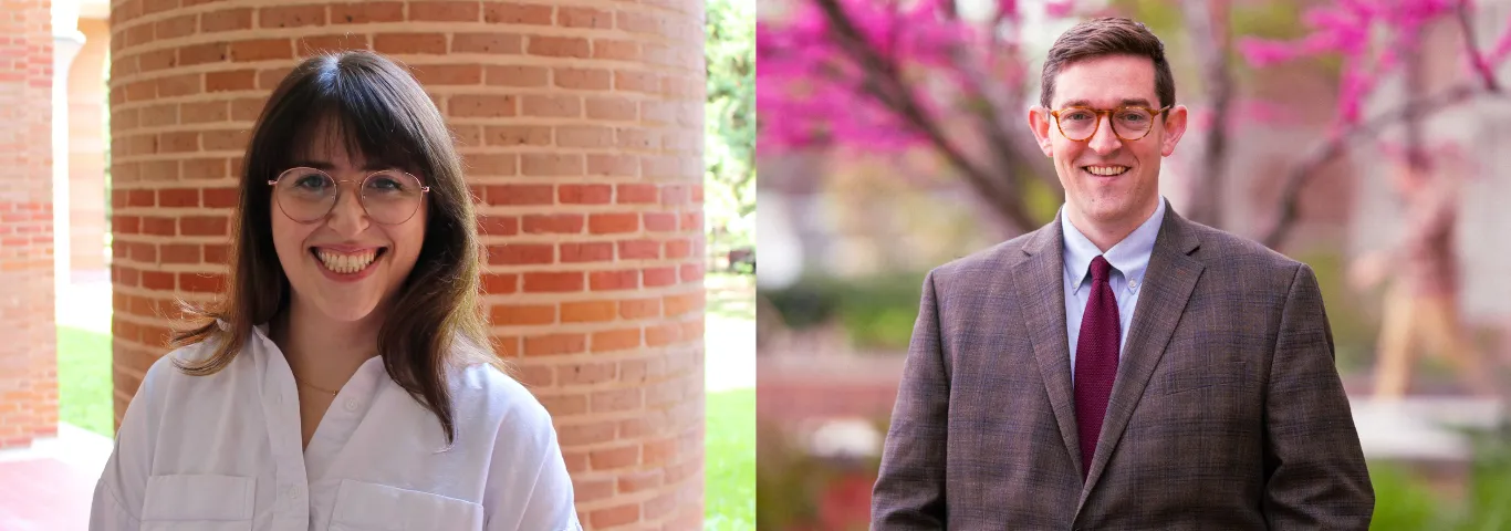 Photos of Jaclyn Koslovsky and Michael Olson smiling to camera